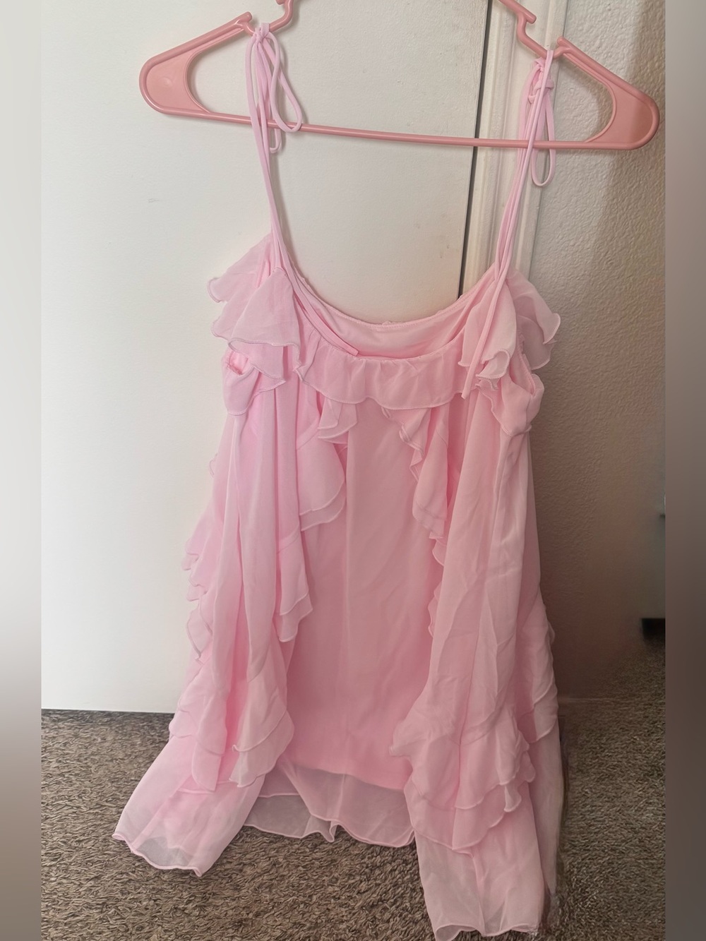 Wild Fable Pink Ruffle Tiered Babydoll Mini Dress - Picture 2 of 4